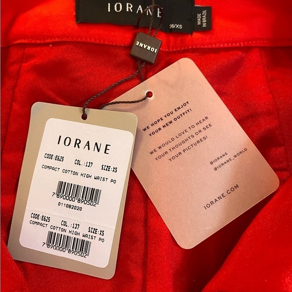 NEW Iorane x Revolve Red Pants Cropped High Waist Trousers Pockets Size 36 / XS - Picture 4 of 6